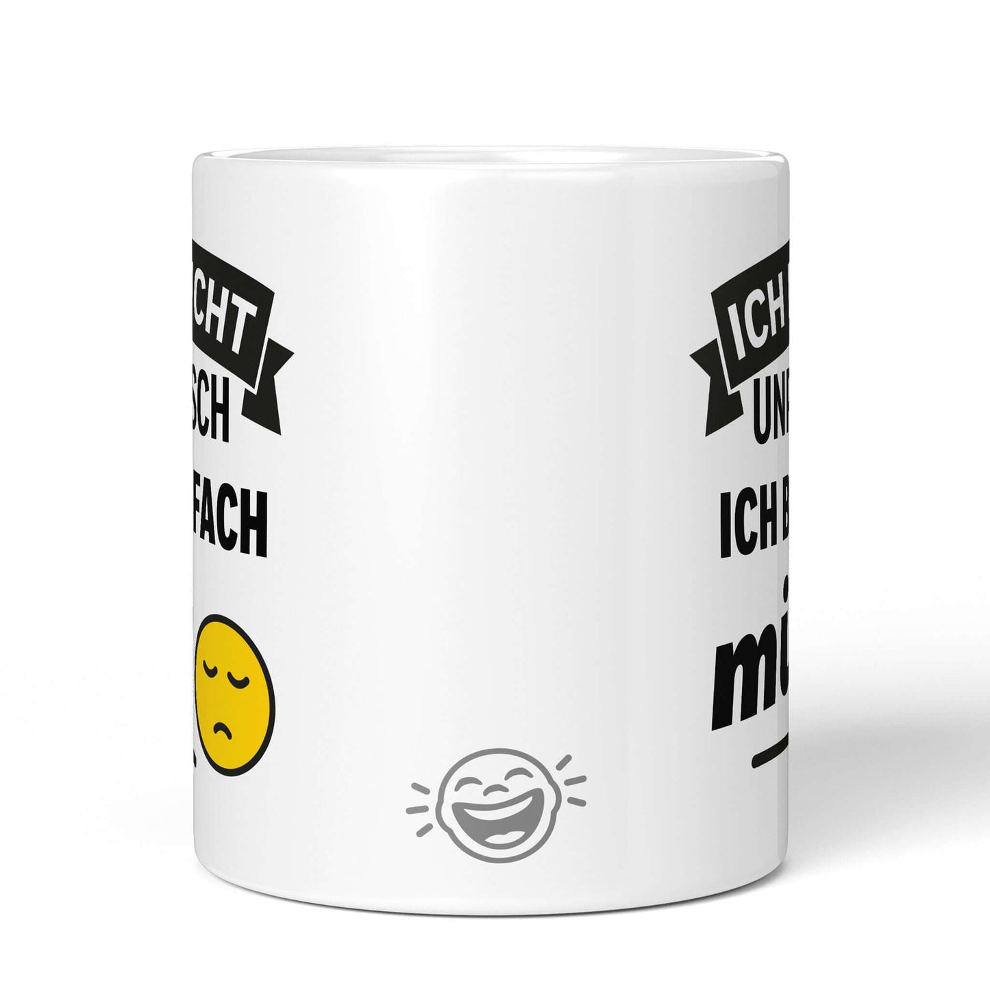 Back of white mug with Brüllerware smiley