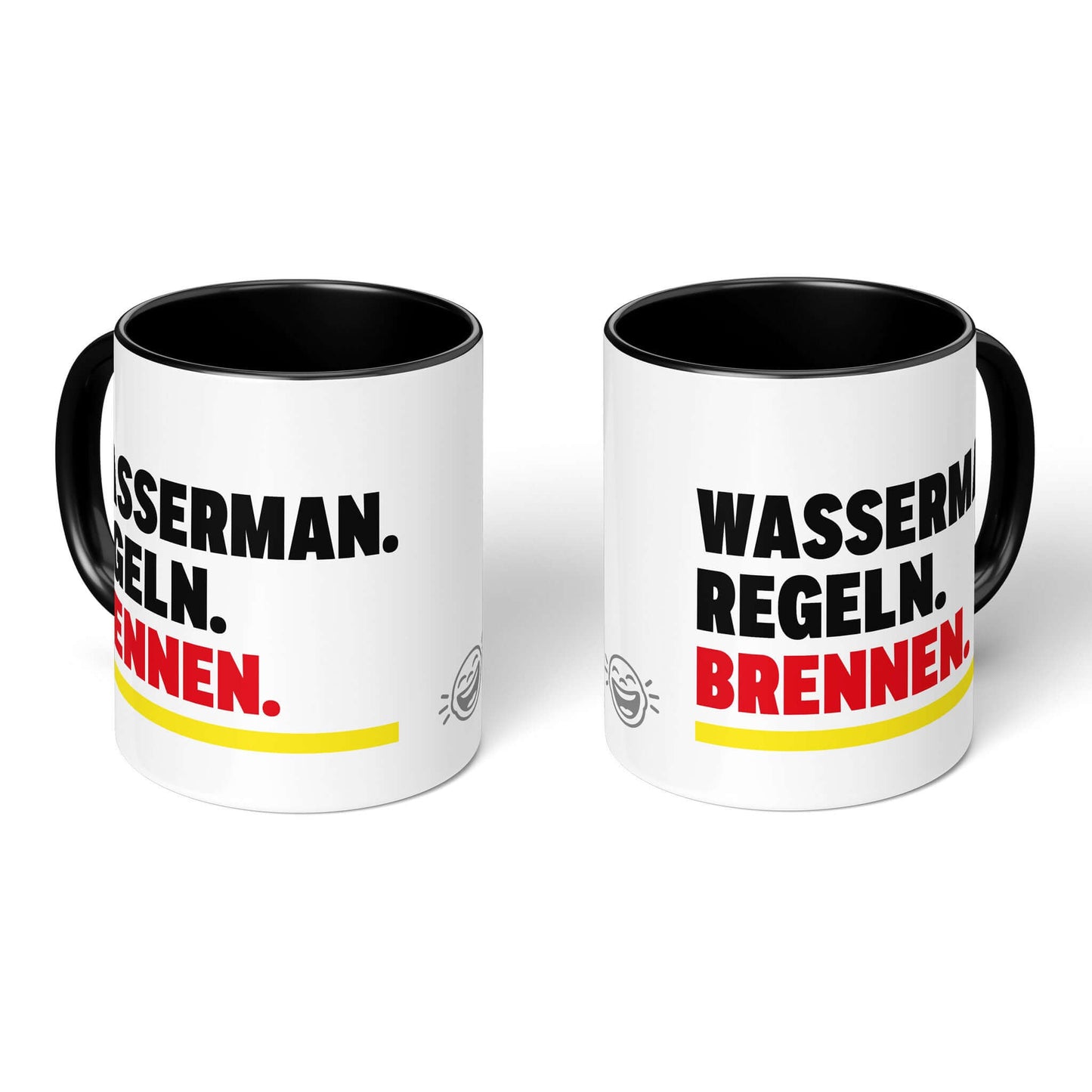 Rebel Mug – two black-handled mugs, Aquarius mug both sides