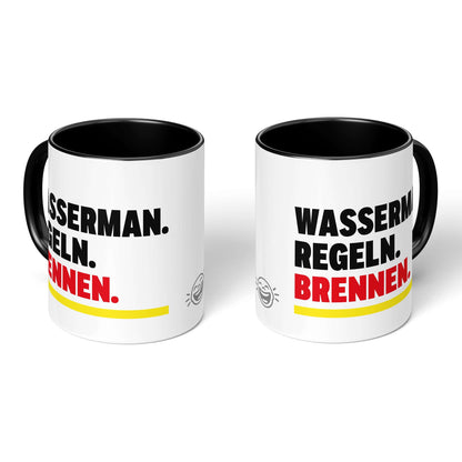 Rebel Mug – two black-handled mugs, Aquarius mug both sides