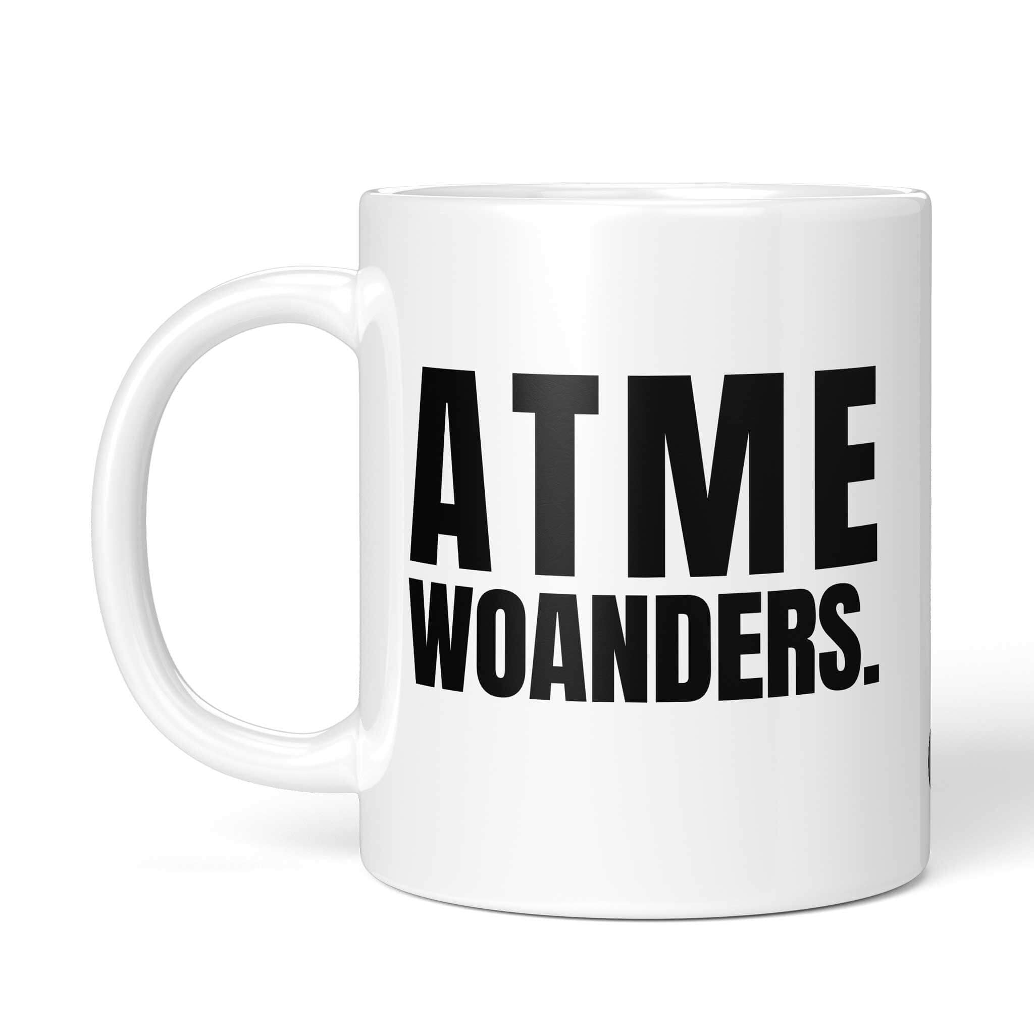Detailansicht Spruch Tasse "Atme woanders." - Hochwertiger Keramikdruck von Brüllerware