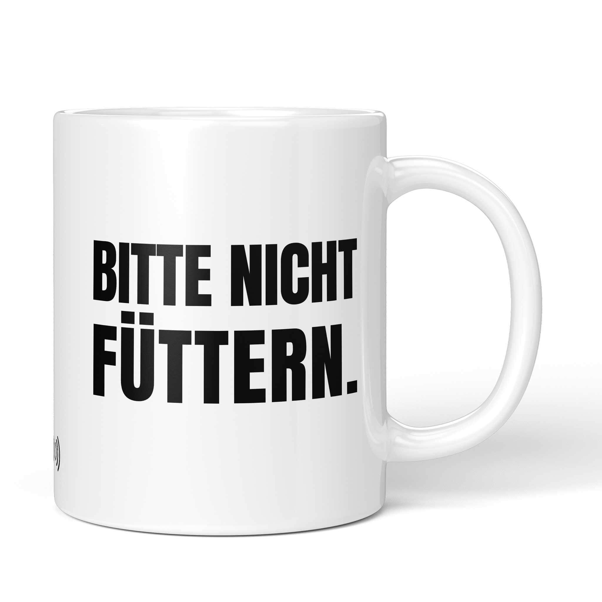 Brüllerware Tasse mit Spruch: "Bitte nicht füttern" - Lustige Kaffeetasse für Büro & Alltag - Schwarz Weiß Design