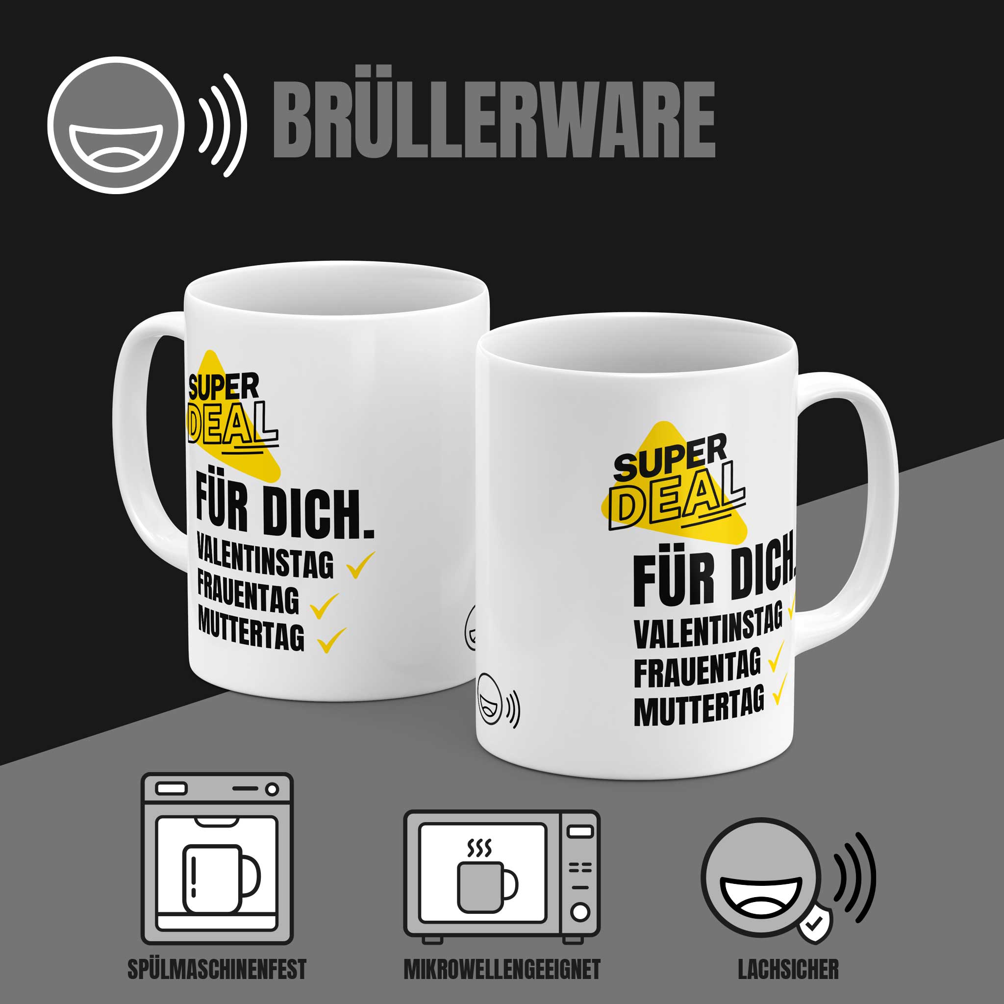 Brüllerware Kaffeetasse mit Spruch „Für Dich“ – spülmaschinenfest, mikrowellengeeignet, Markenqualität