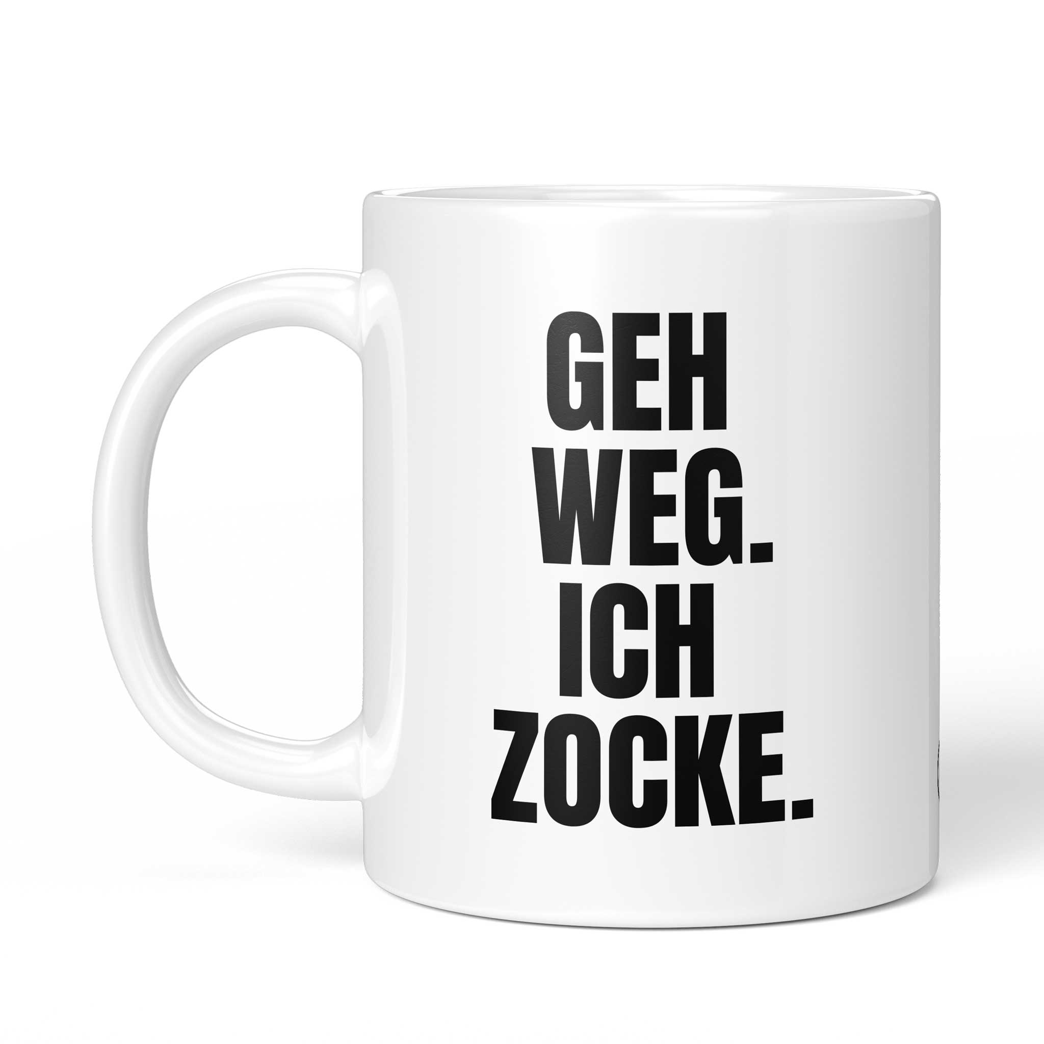 Rückseite der Brüllerware Tasse „Geh weg. Ich zocke.“ – beidseitiger Druck mit Brüllerware Markenzeichen