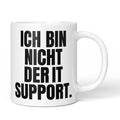 Brüllerware Tasse mit Spruch „Ich bin nicht der IT Support“ – weiße Keramiktasse mit schwarzem Statement-Druck und Brüllerware Icon