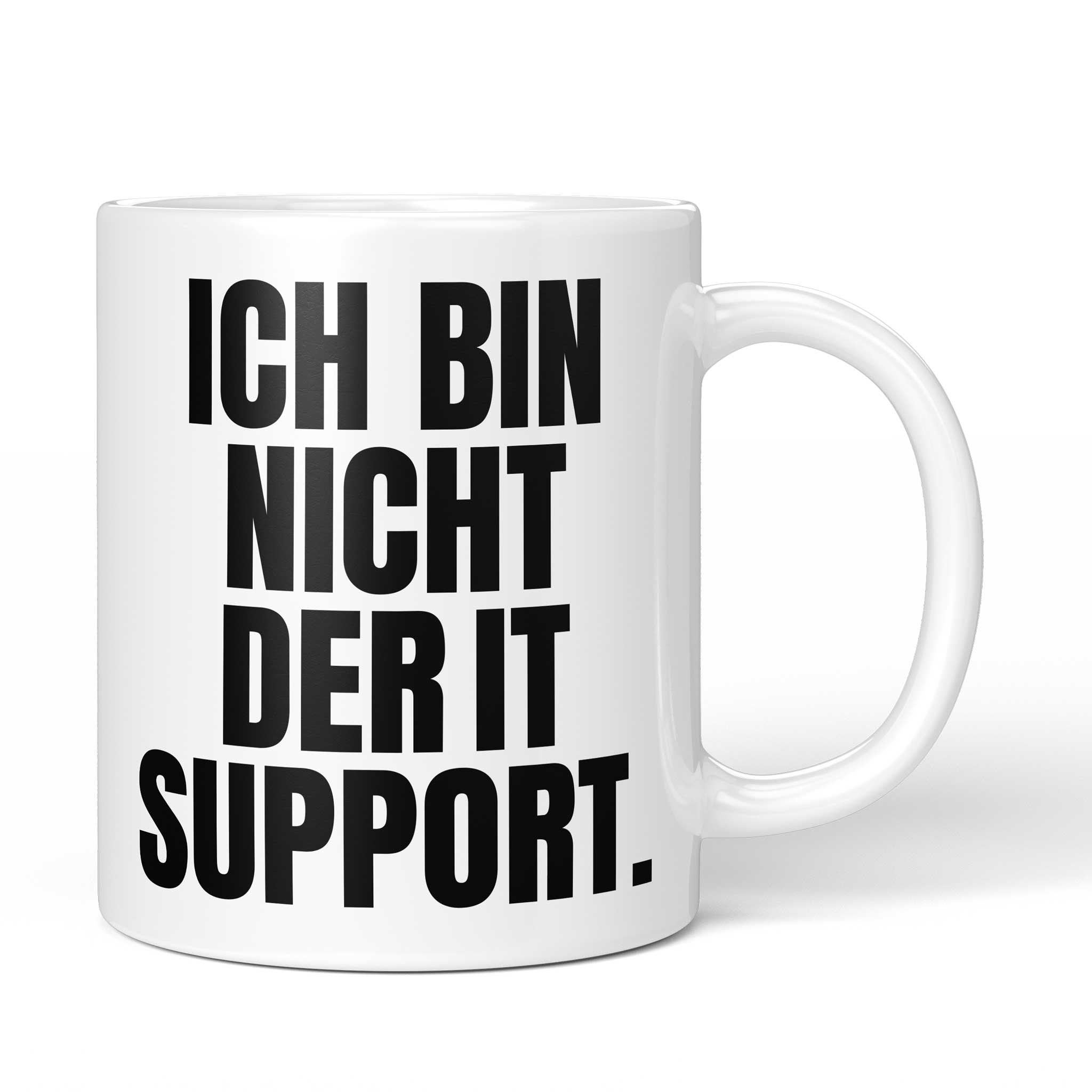 Brüllerware Tasse mit Spruch „Ich bin nicht der IT Support“ – weiße Keramiktasse mit schwarzem Statement-Druck und Brüllerware Icon