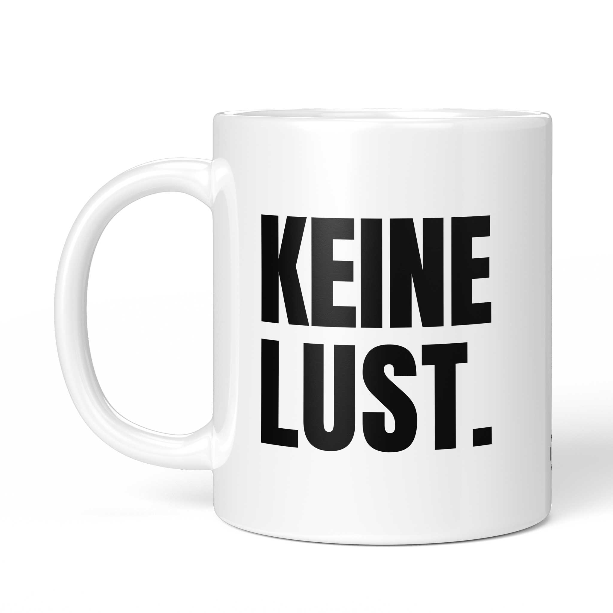 Rückseite der Brüllerware Tasse „Keine Lust.“ – beidseitiger Druck mit Brüllerware Markenzeichen