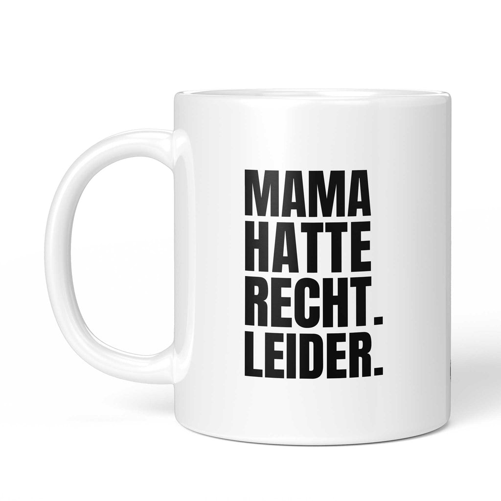 Rückseite der Brüllerware Tasse „Mama hatte Recht. Leider.“ – beidseitiger Druck mit Brüllerware Markenzeichen