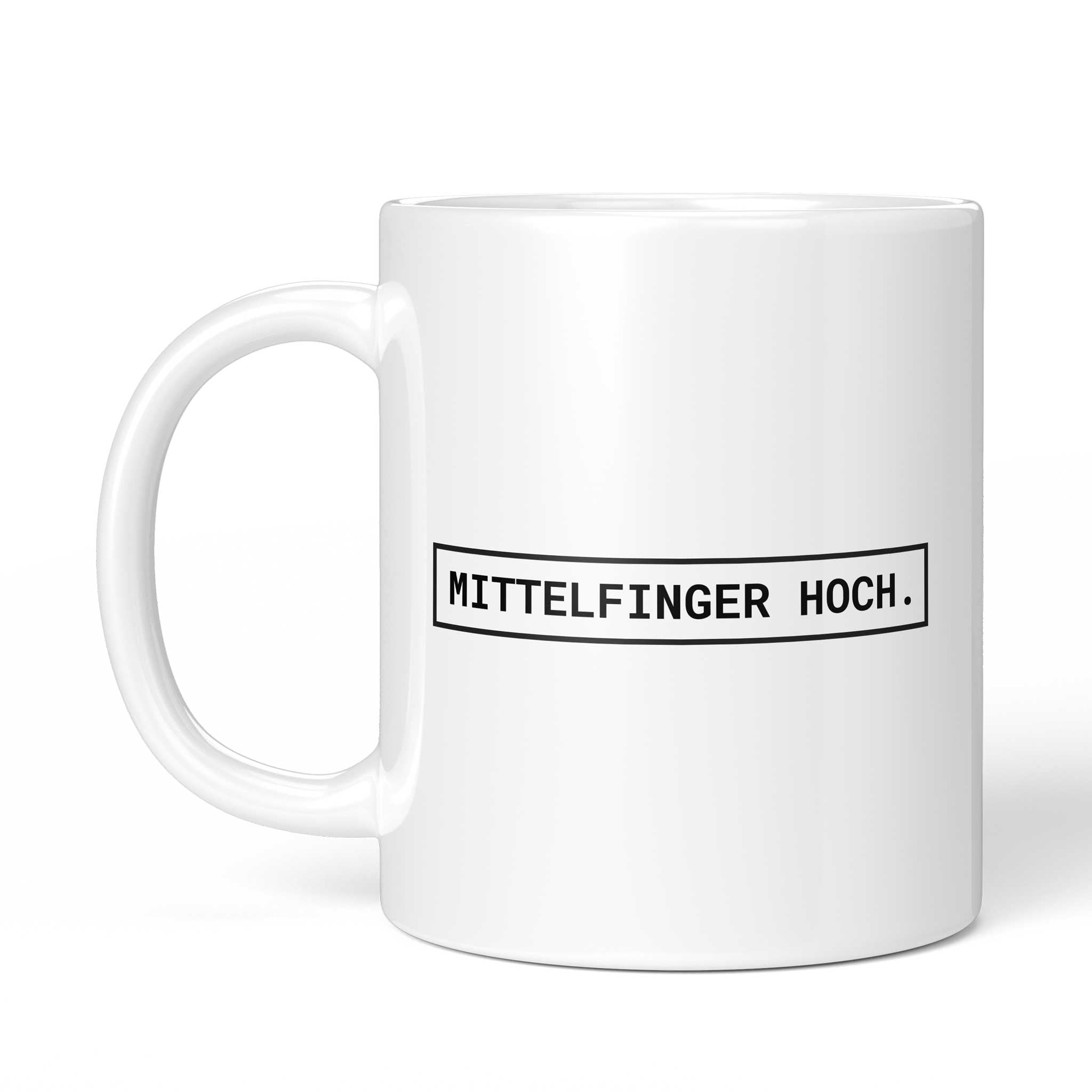 Rückseite der Brüllerware Tasse „Mittelfinger hoch.“ – beidseitiger Druck mit Brüllerware Markenzeichen