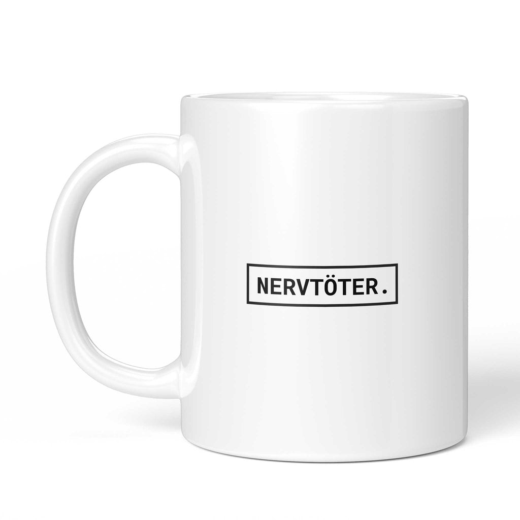 Rückseite der Brüllerware Tasse „Nervtöter.“ – beidseitiger Druck mit Brüllerware Markenzeichen