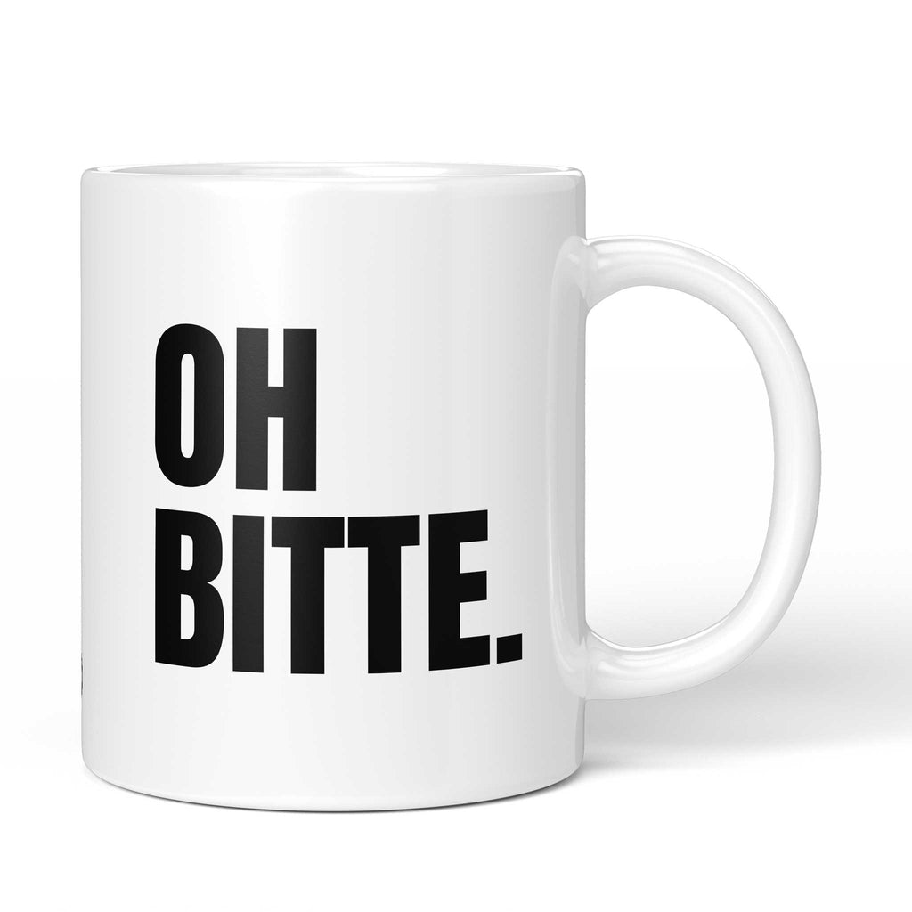 Brüllerware Tasse mit Spruch „Oh bitte.“ – weiße Keramiktasse mit schwarzem Statement-Druck und Brüllerware Icon