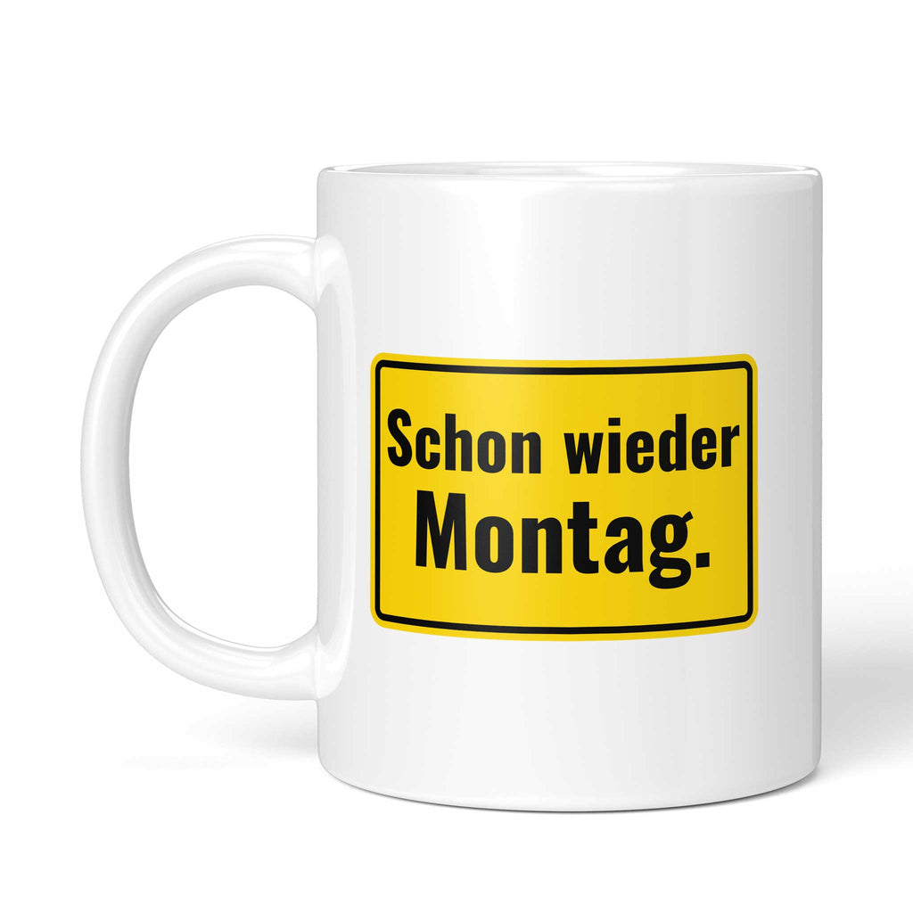 Rückseite der Brüllerware Tasse „Schon wieder Montag.“ – beidseitiger Druck mit Brüllerware Markenzeichen