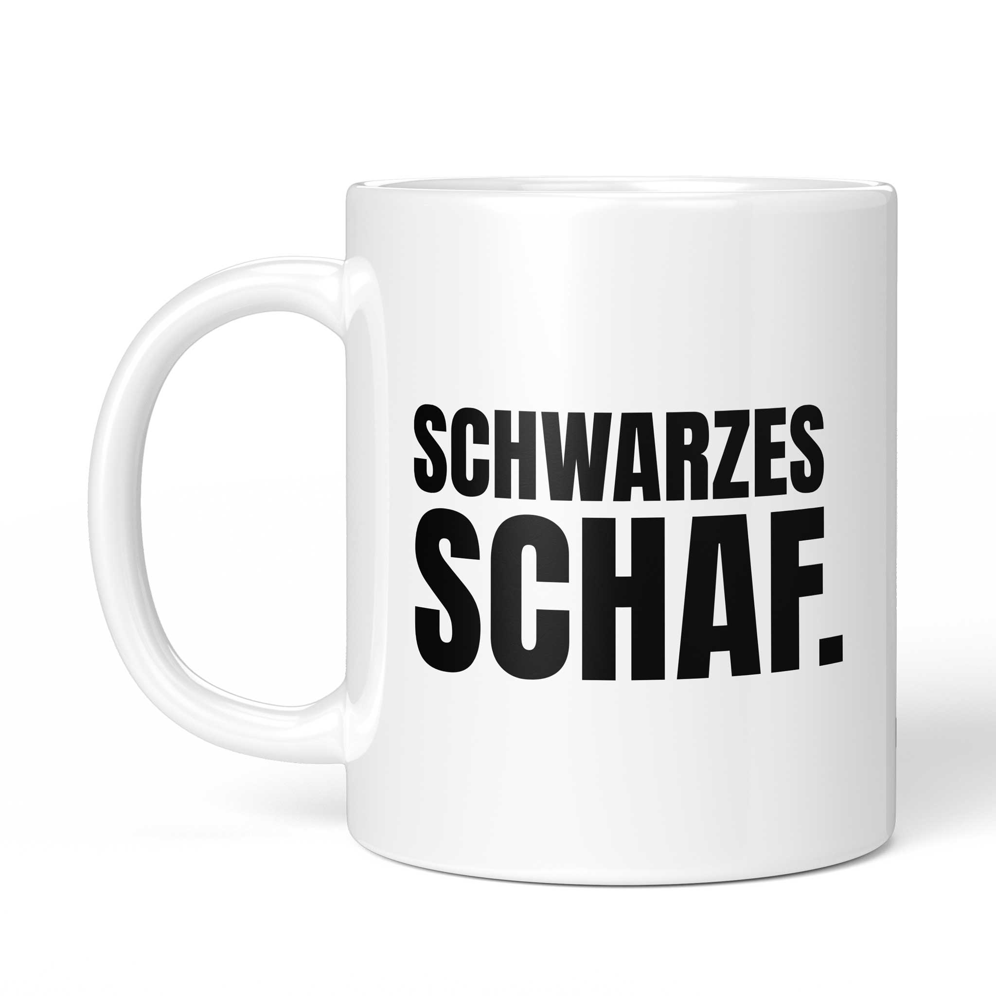 Rückseite der Brüllerware Tasse „Schwarzes Schaf.“ – beidseitiger Druck mit Brüllerware Markenzeichen