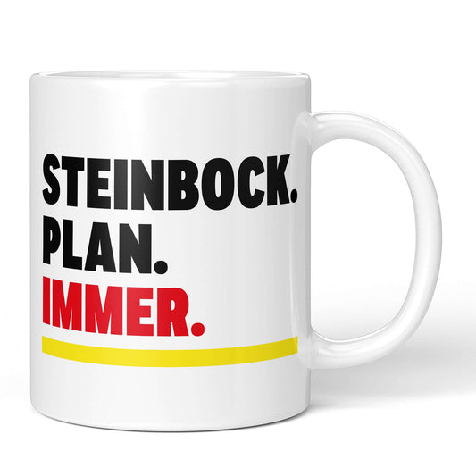 Capricorn Mug “Plan. Always.” – white version, front view