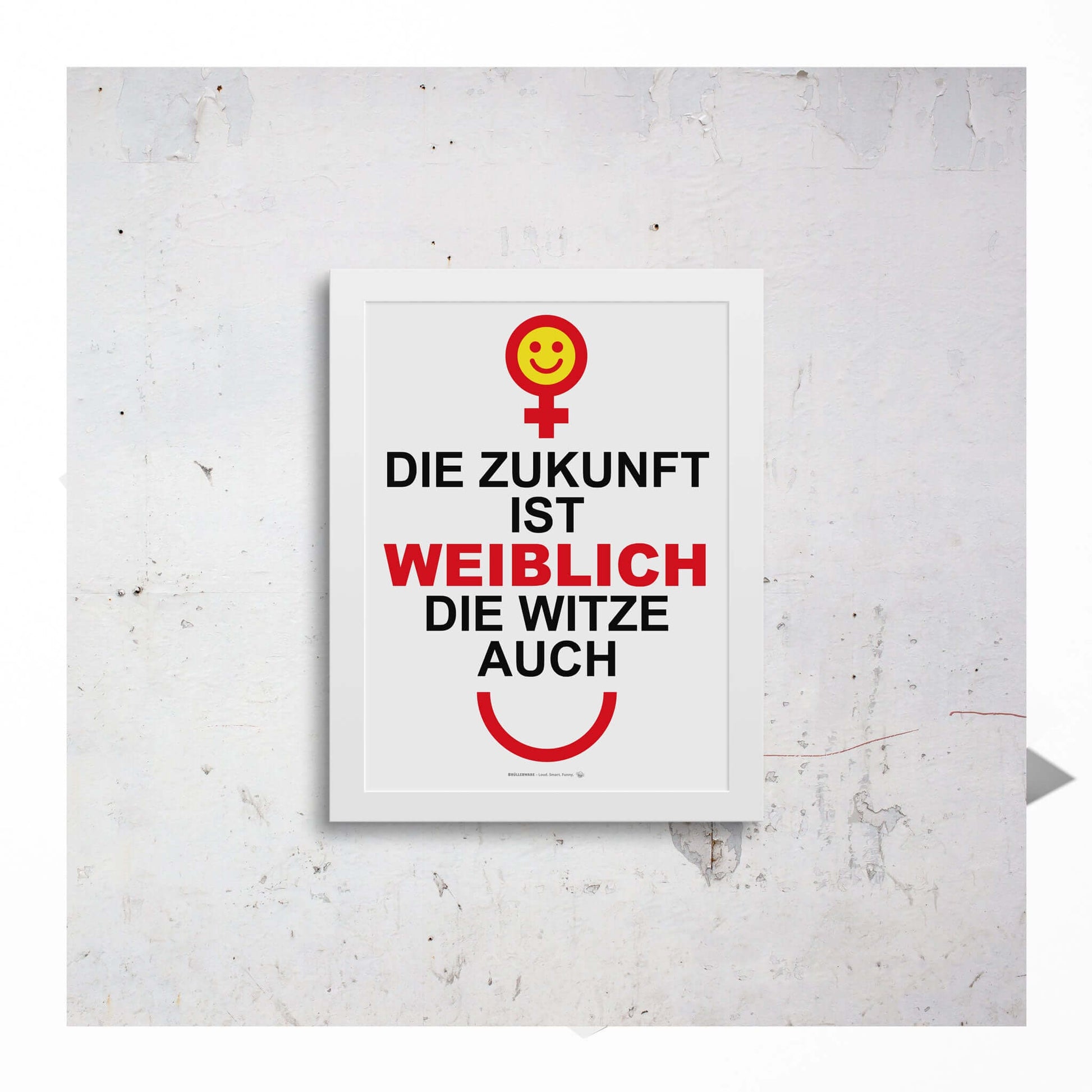 Framed gender equality poster on wall
