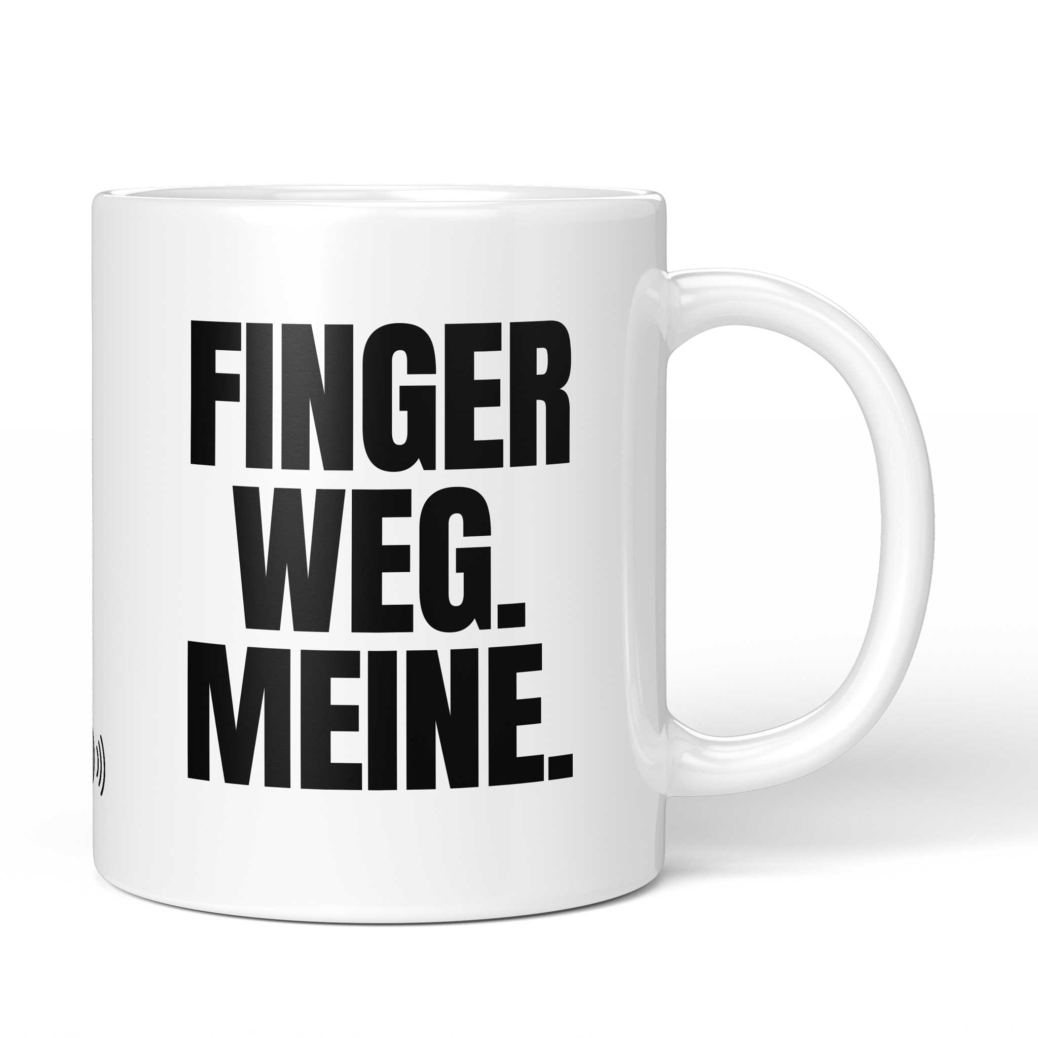 Brüllerware Tasse mit Spruch: "Finger weg. Meine." - Lustige Kaffeetasse für Büro & Alltag - Schwarz Weiß Design