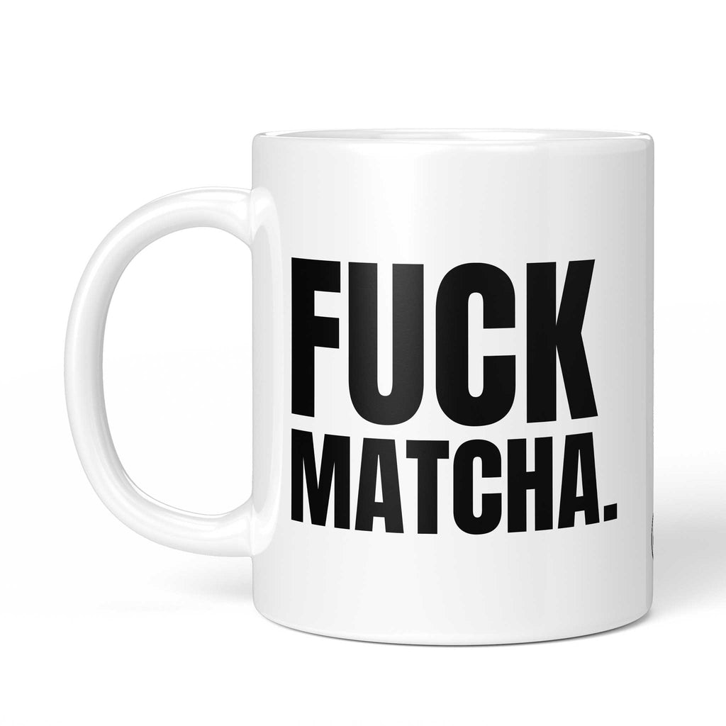 Rückseite der Brüllerware Tasse „Fuck Matcha.“ – beidseitiger Druck mit Brüllerware Markenzeichen