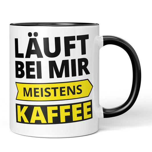 Two-tone mug with bold "Running on coffee" design – BRÜLLERWARE gift idea