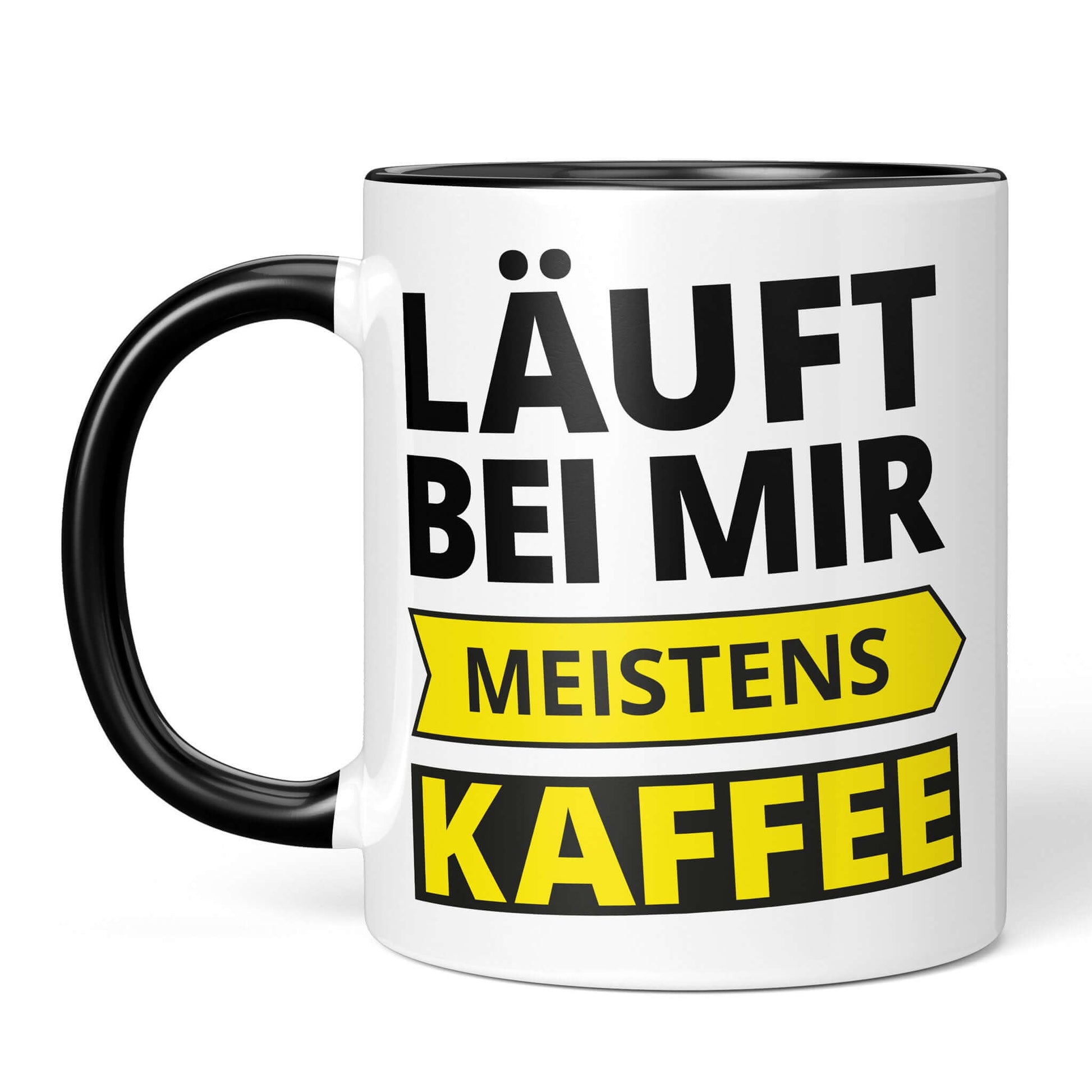 Humorous coffee mug in white and black – perfect gift for caffeine addicts