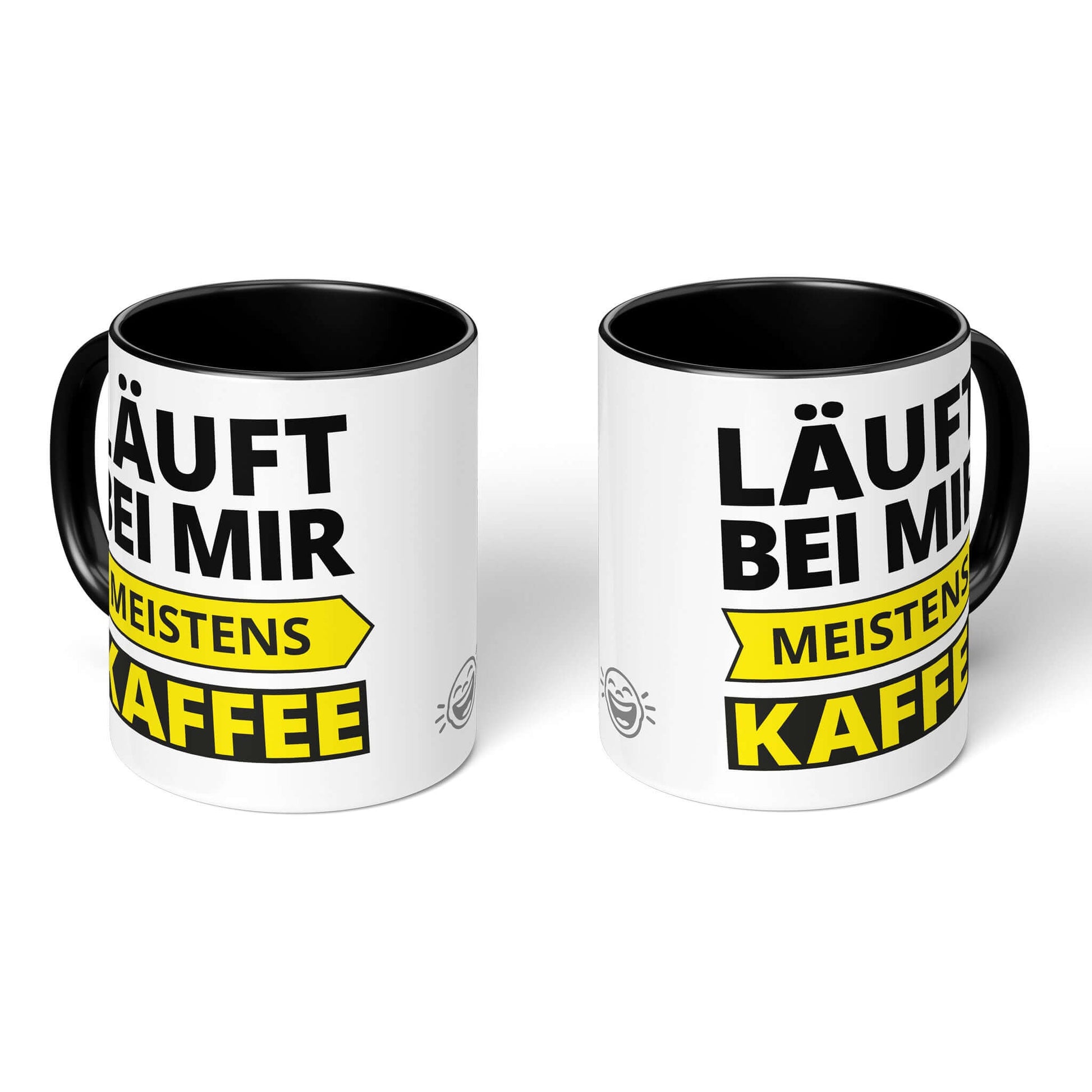 Pair of black & white mugs – funny gift set for coffee lovers by BRÜLLERWARE