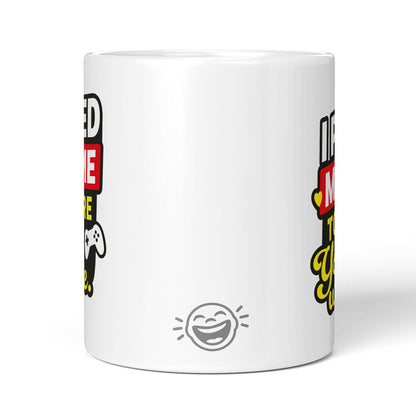 Back view of plain white mug with Brüllerware logo