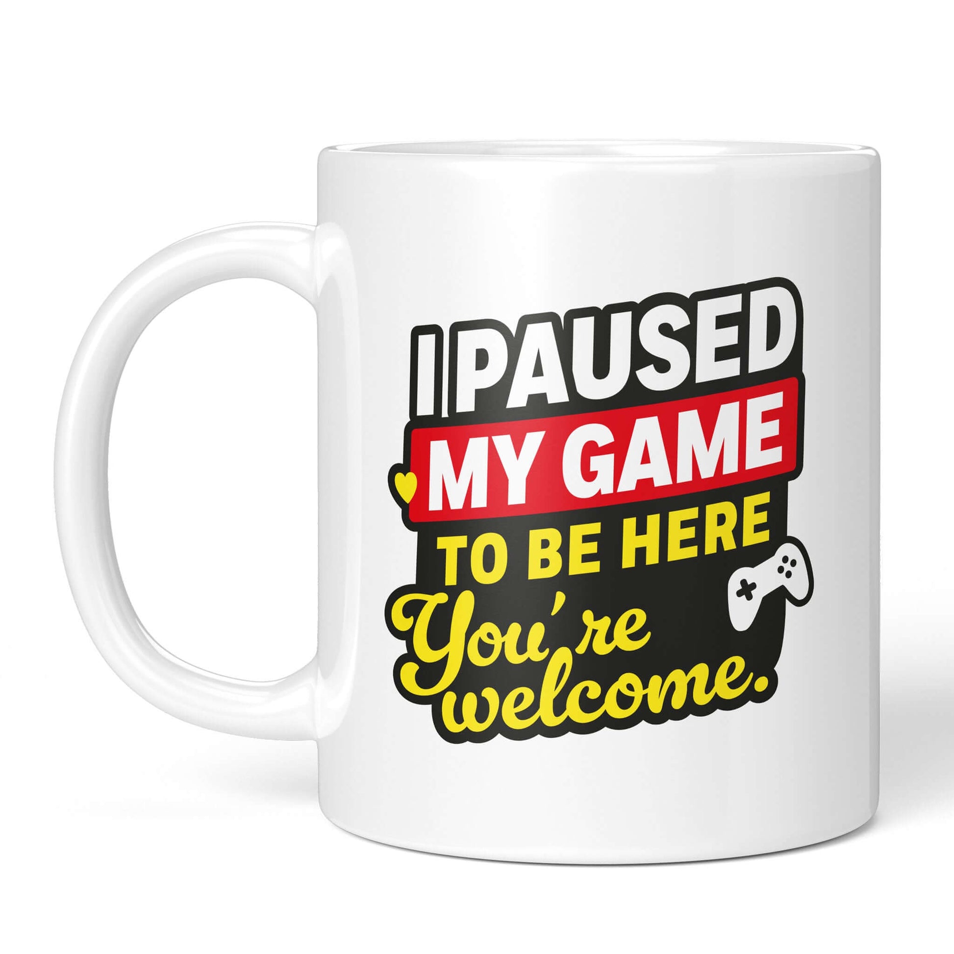 Detail shot of white version with “Paused My Game” print