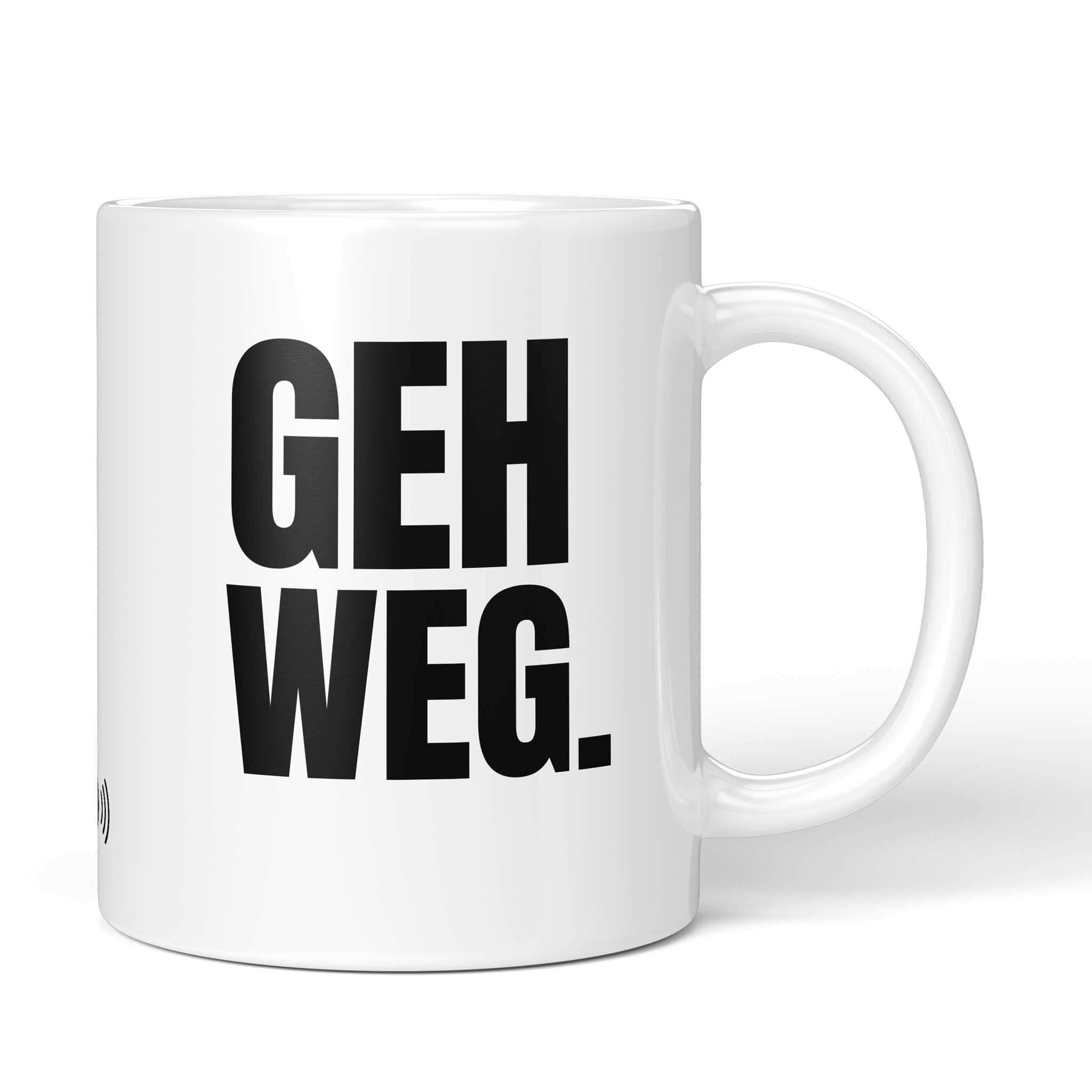 Brüllerware Tasse mit Spruch: "Geh weg." - Lustige Kaffeetasse für Büro & Alltag - Schwarz Weiß Design