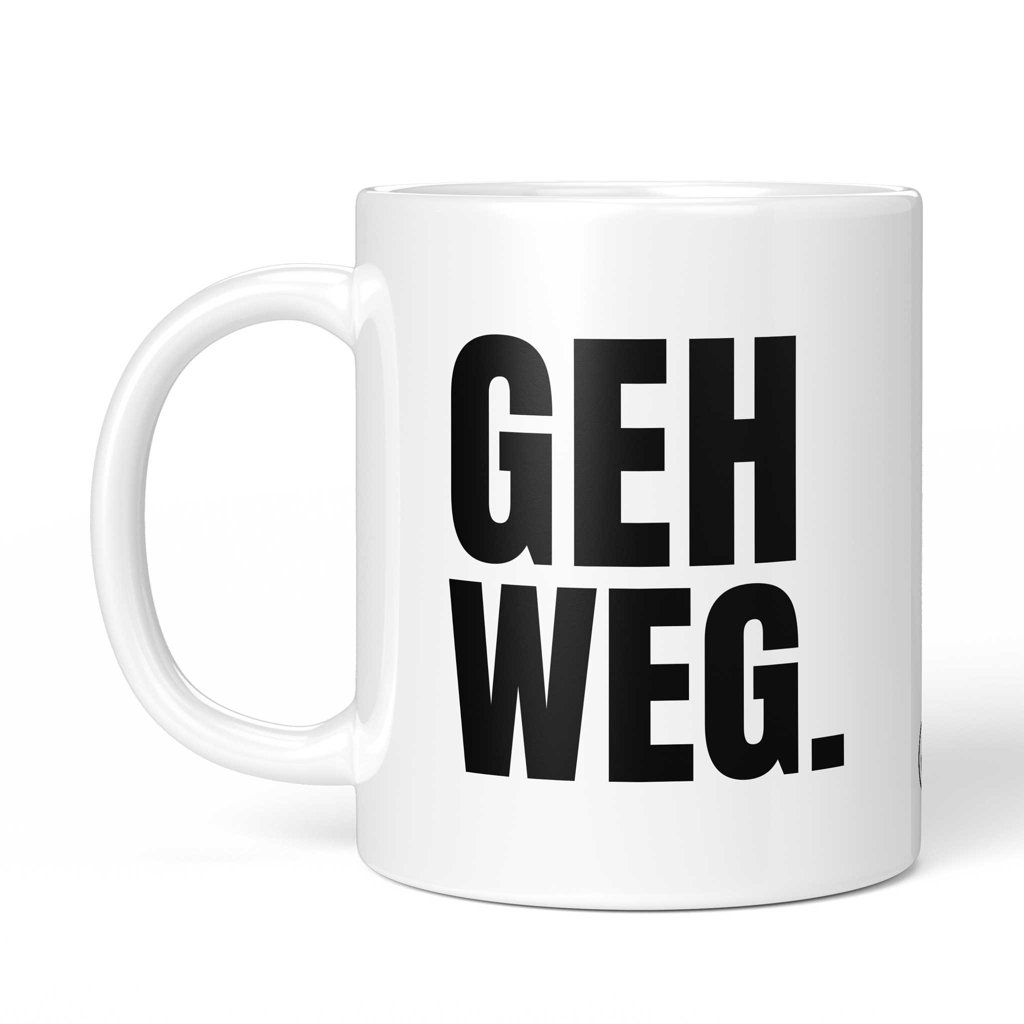 Rückseite der Brüllerware Tasse „Geh weg.“ – beidseitiger Druck mit Brüllerware Markenzeichen