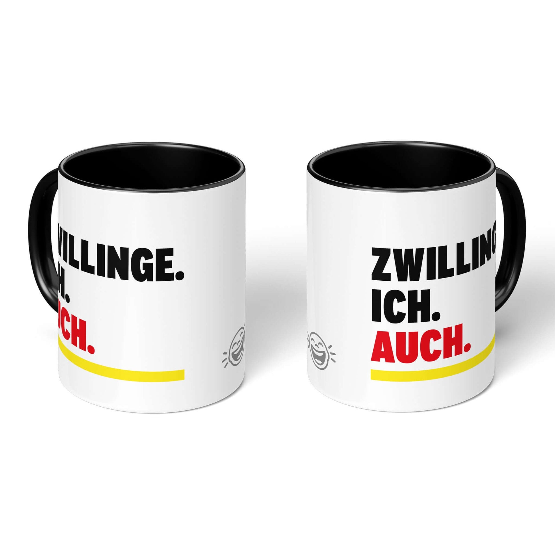 Air Sign Humor Mug – two black-handled mugs, Gemini duo view