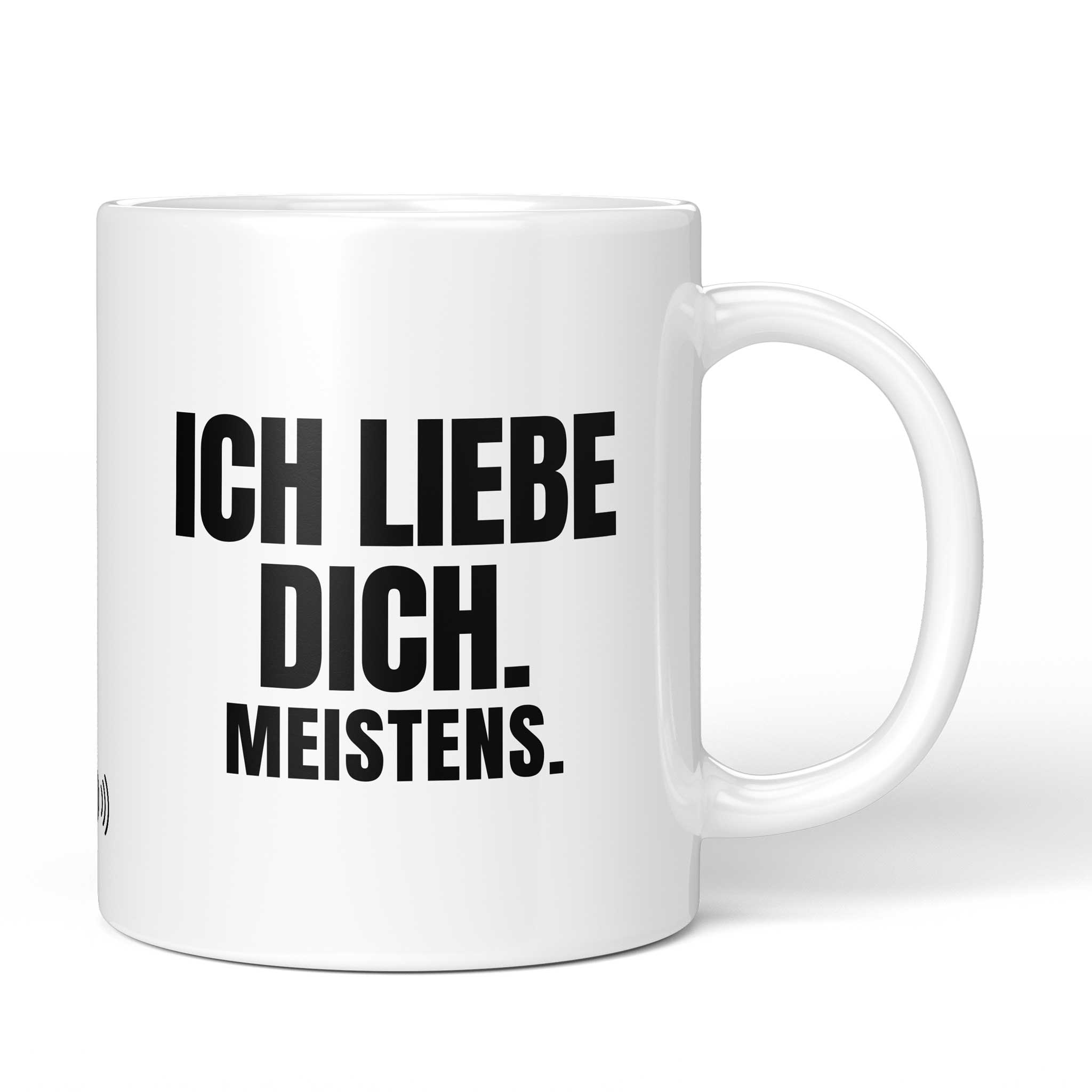 Brüllerware Tasse mit Spruch: "Ich liebe dich. Meistens." - Lustige Kaffeetasse für Büro & Alltag - Schwarz Weiß Design