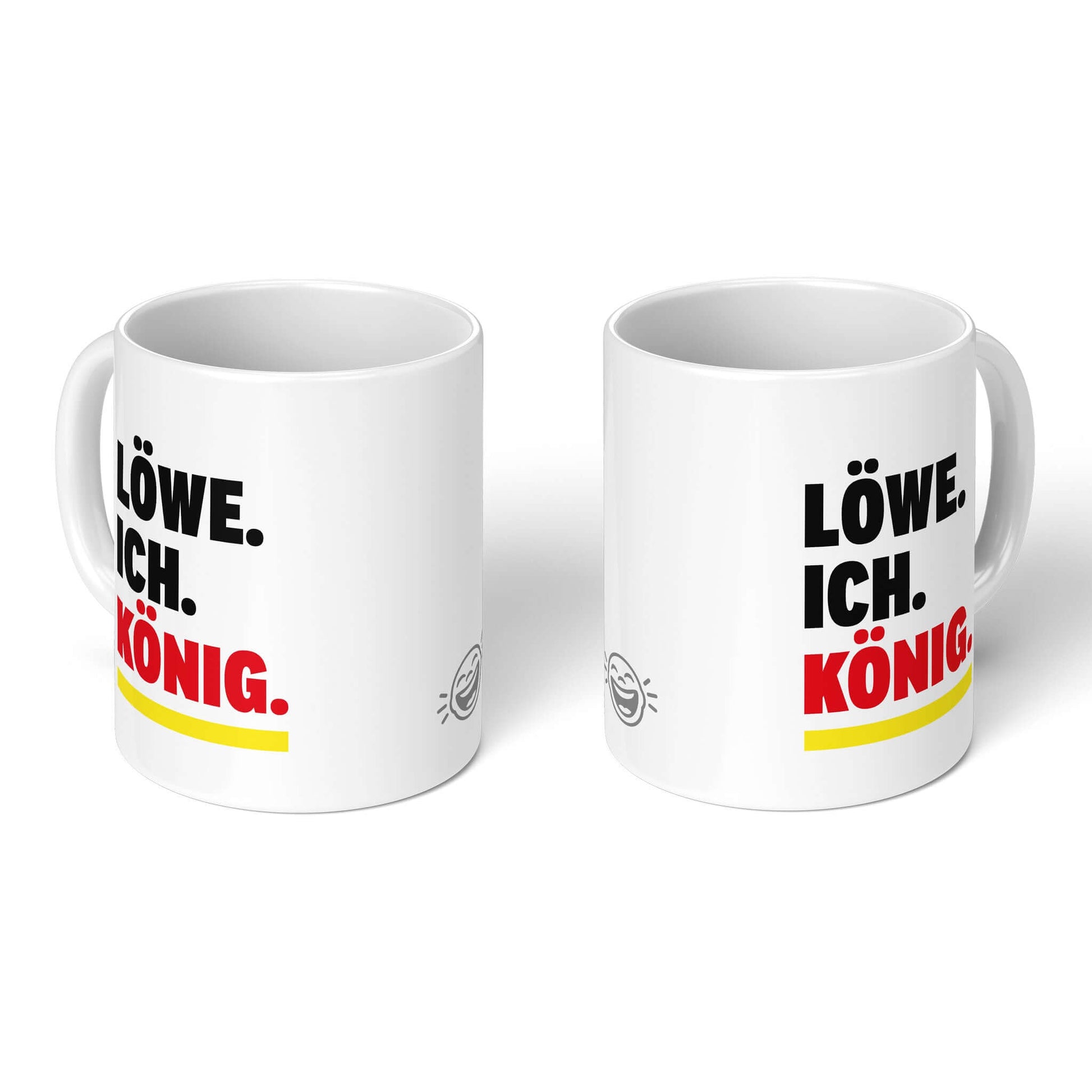 Astrology Gift Mug – two white mugs, front and back with Brüllerware smiley