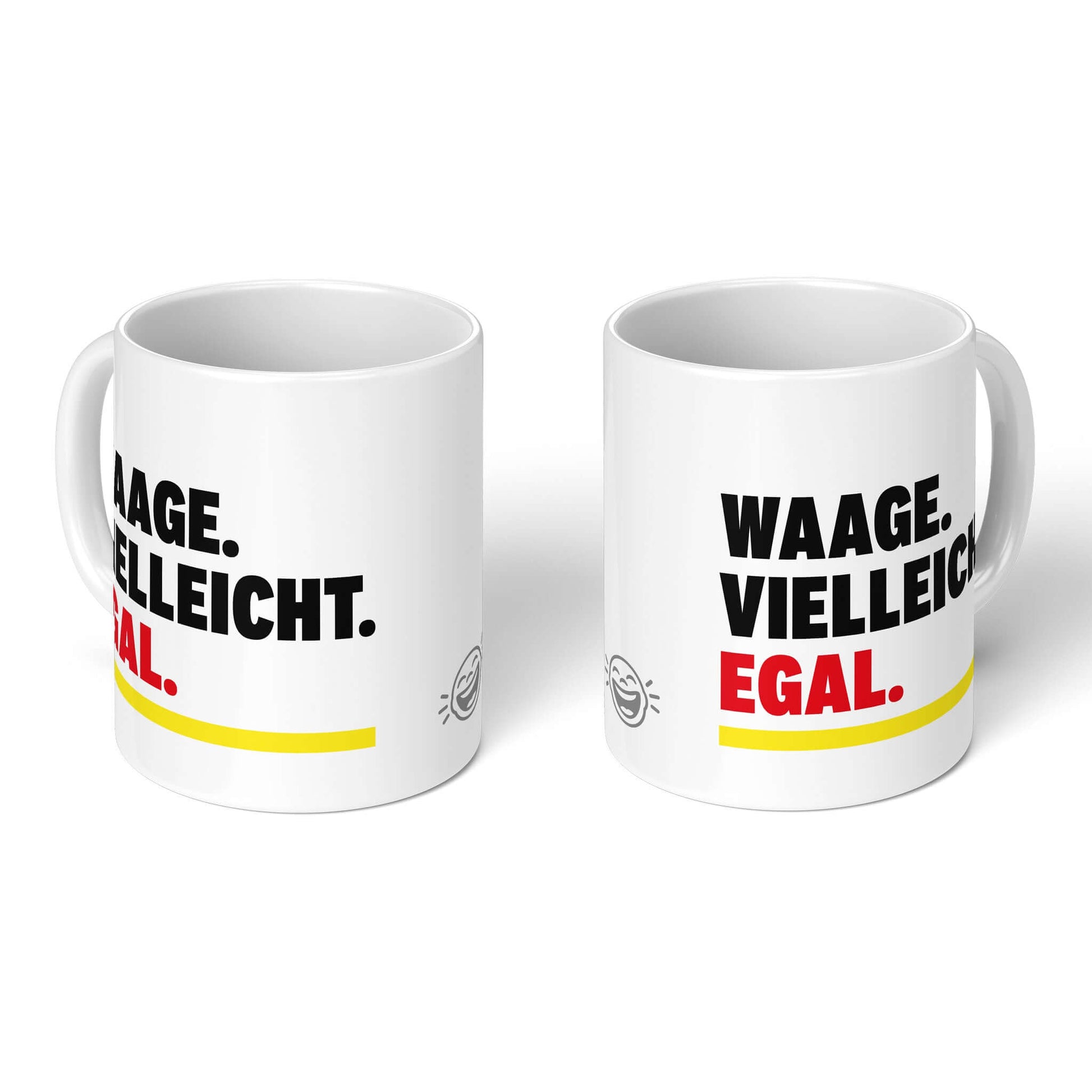 Zodiac Cup Libra – two white mugs, front and back with smiley