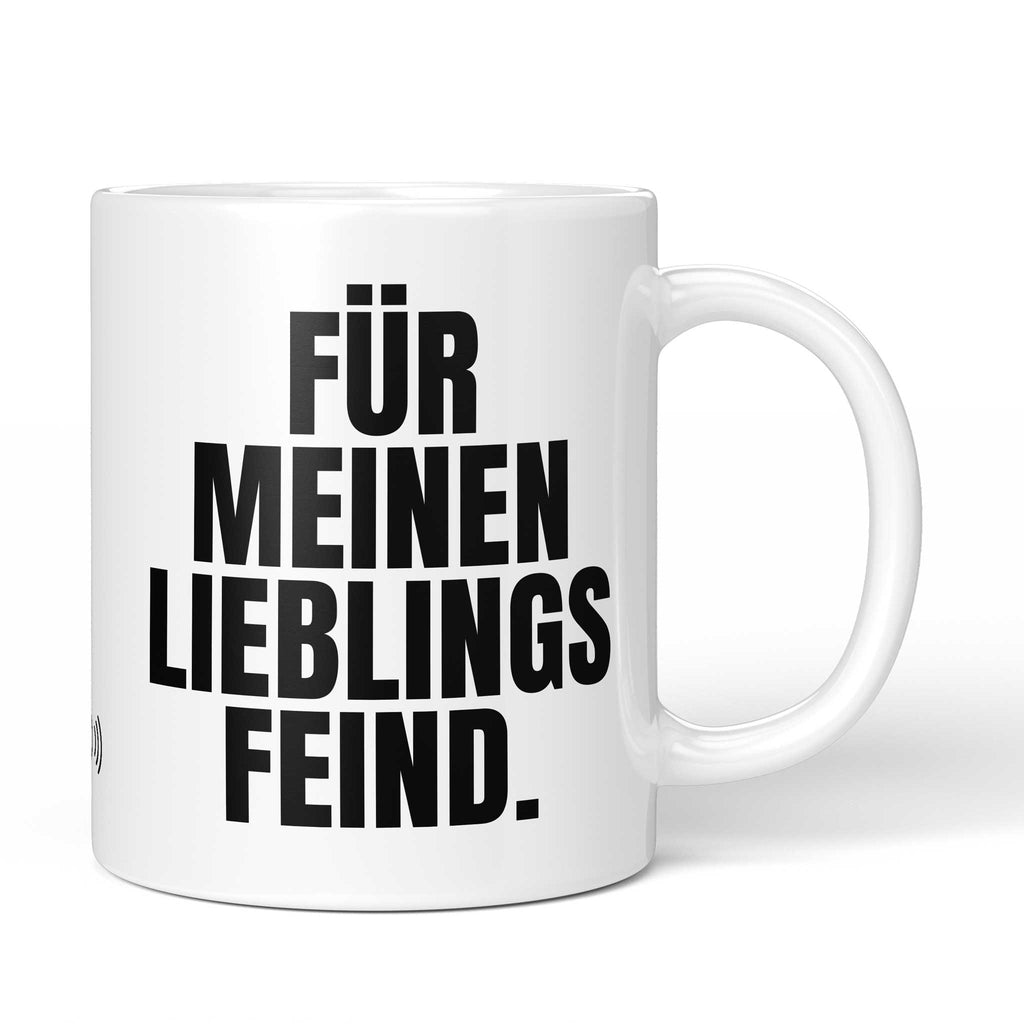 Brüllerware Tasse mit Spruch: "Für meinen Lieblings-Feind." - Lustige Kaffeetasse für Büro & Alltag - Schwarz Weiß Design