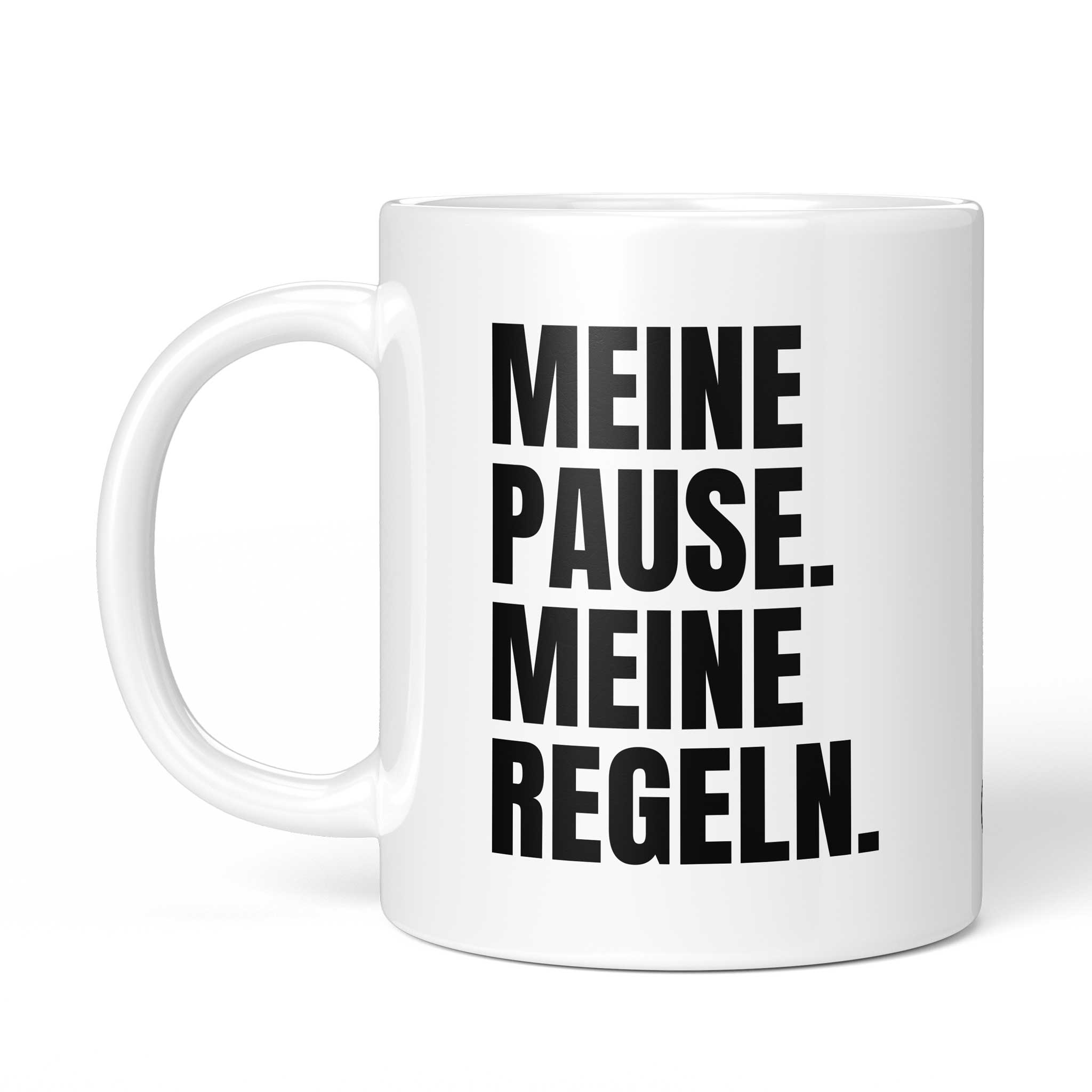 Rückseite der Brüllerware Tasse „Meine Pause. Meine Regeln.“ – beidseitiger Druck mit Brüllerware Markenzeichen