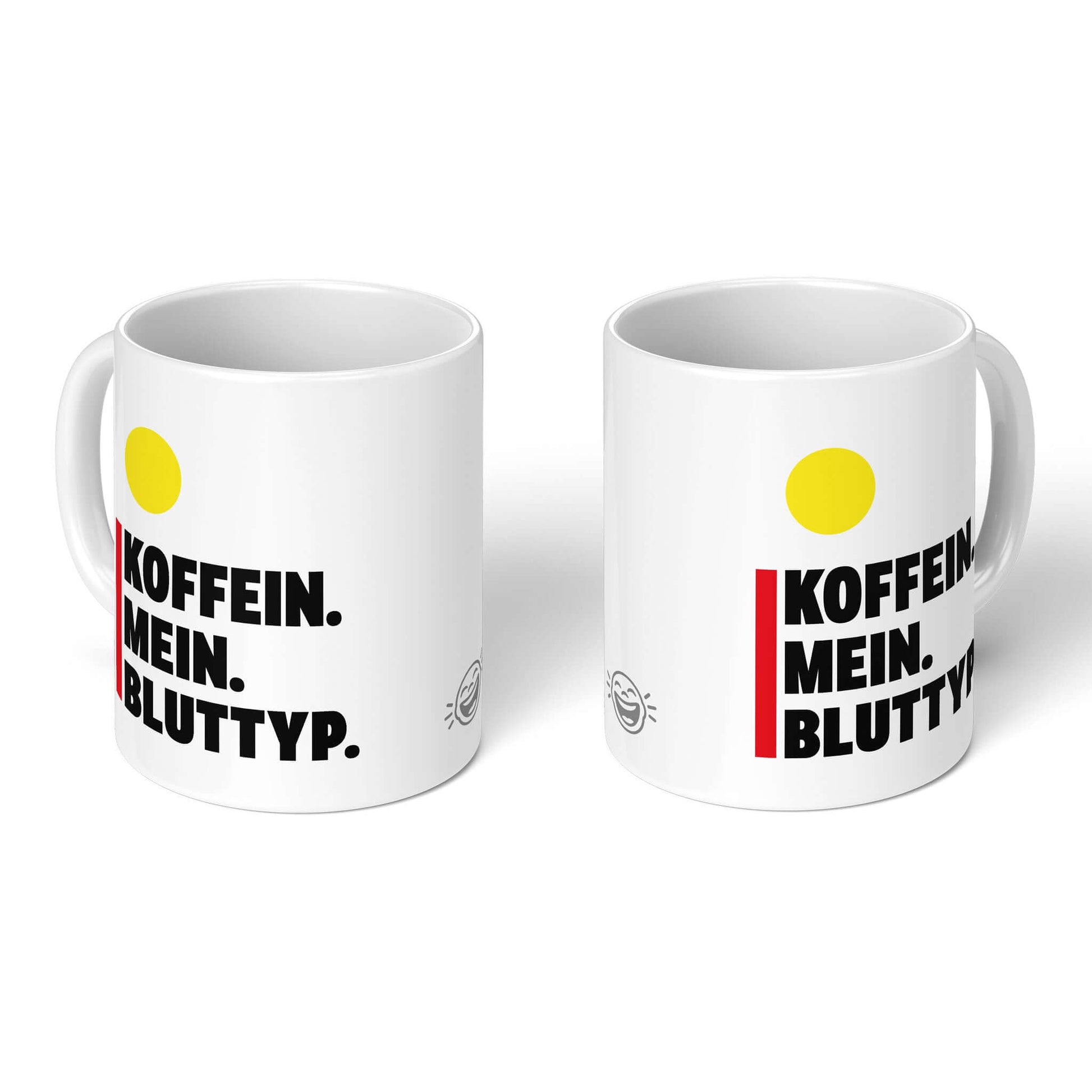 Set of two mugs with logo on back – front and reverse view