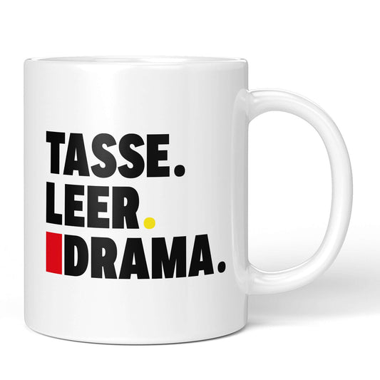 Front view with „Cup. Empty. Drama.“ design