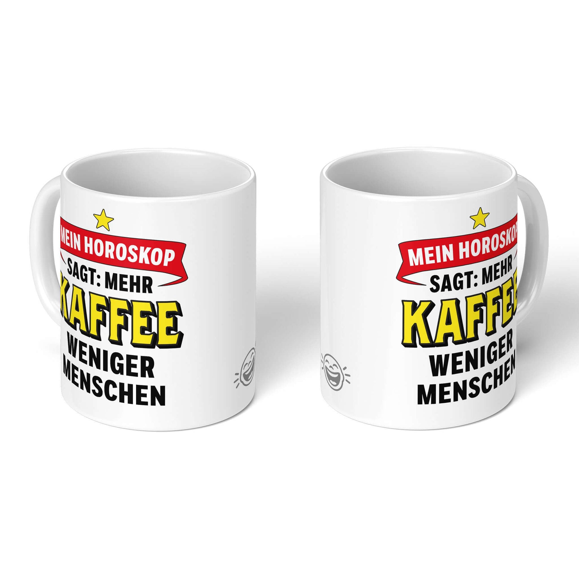 Pair of white mugs – front & back