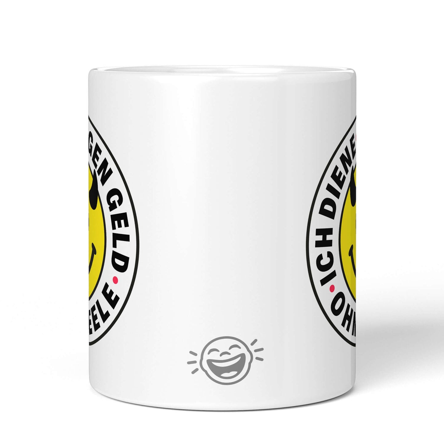 Brüllerware office mug – backside with laughing face logo
