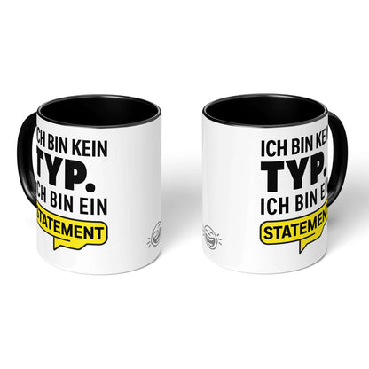 Pride cups – two black-handled empowerment mugs front and back