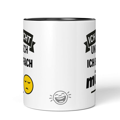 Back of black-accented mug with smiley