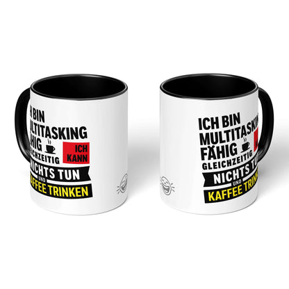 Two black-accented mugs – front & back views
