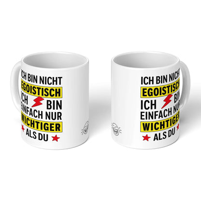 Two white mugs – front and back