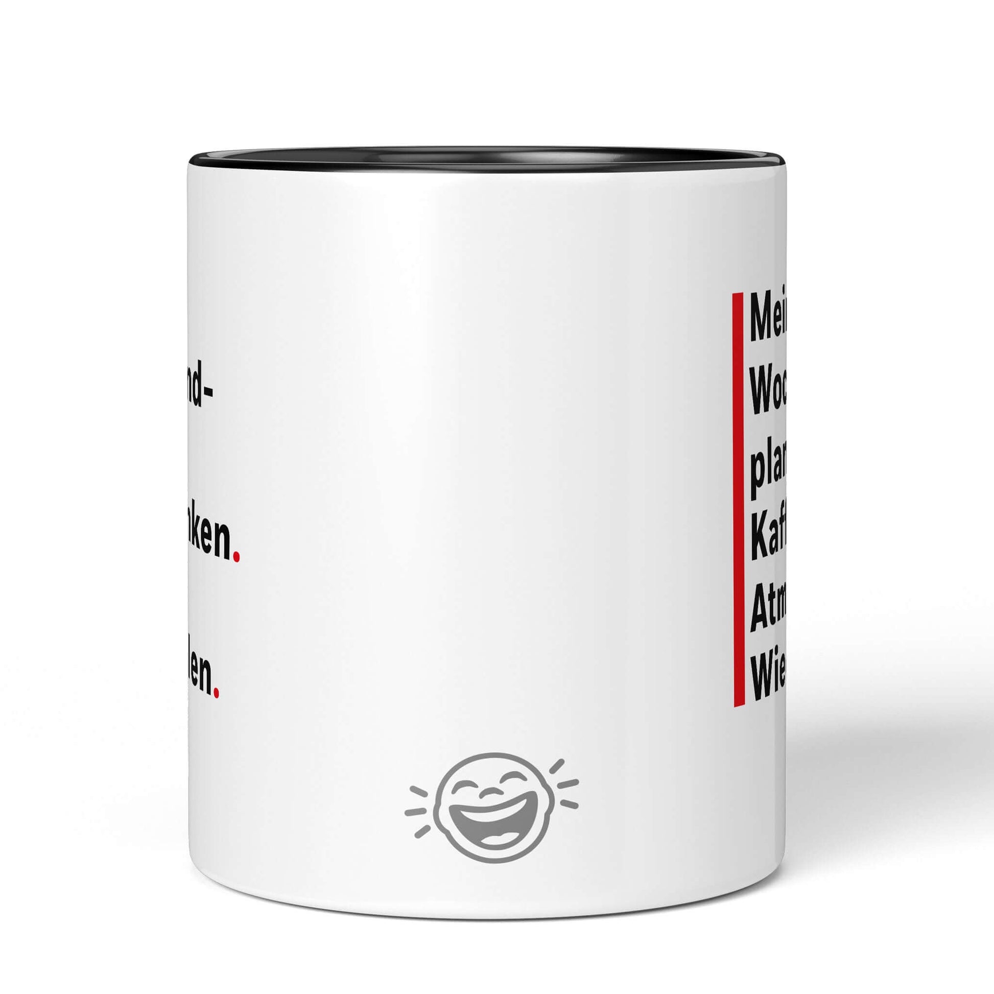 Back of black/white mug with Brüllerware icon