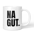 Brüllerware Tasse mit Spruch „Na gut.“ – weiße Keramiktasse mit schwarzem Statement-Druck und Brüllerware Icon