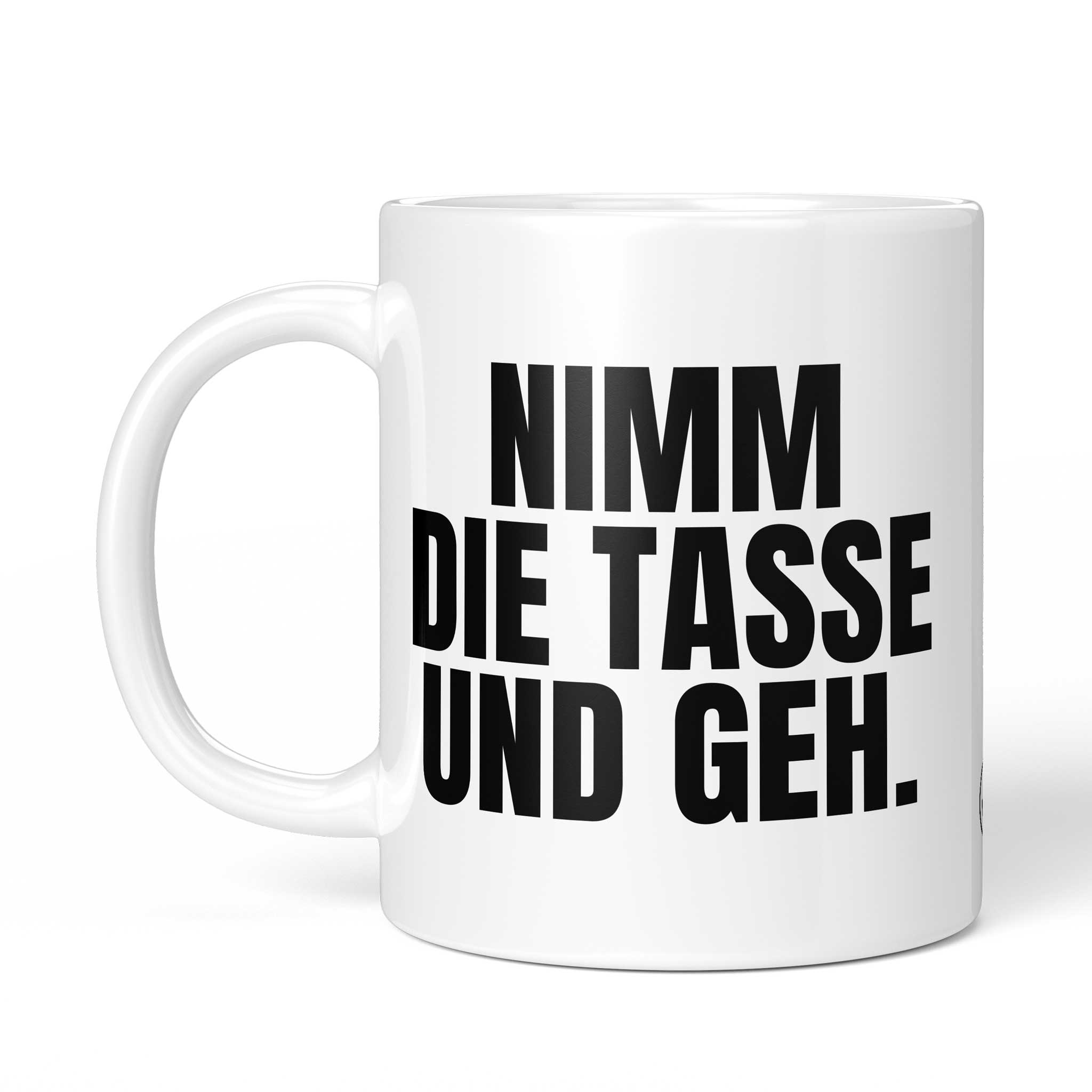 Rückseite der Brüllerware Tasse „Nimm die Tasse und geh.“ – beidseitiger Druck mit Brüllerware Markenzeichen