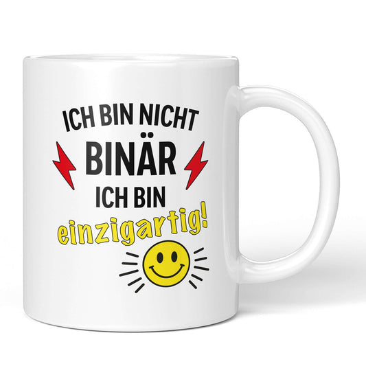Nonbinary Mug “I’m not binary – I’m unique” – front view