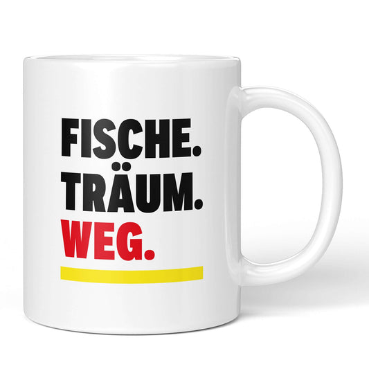 Pisces Mug “Dream. Gone.” – white version, front view