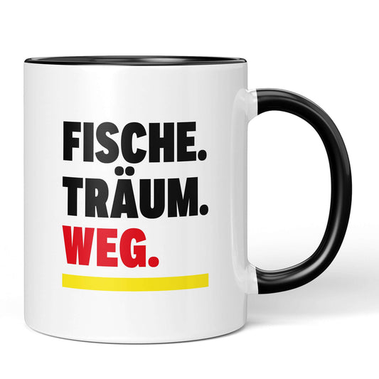Astrology Gift Mug – black-accented Pisces mug, soft and surreal
