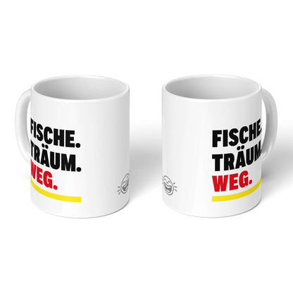 Zodiac Cup Pisces – two white mugs, front and back with smiley