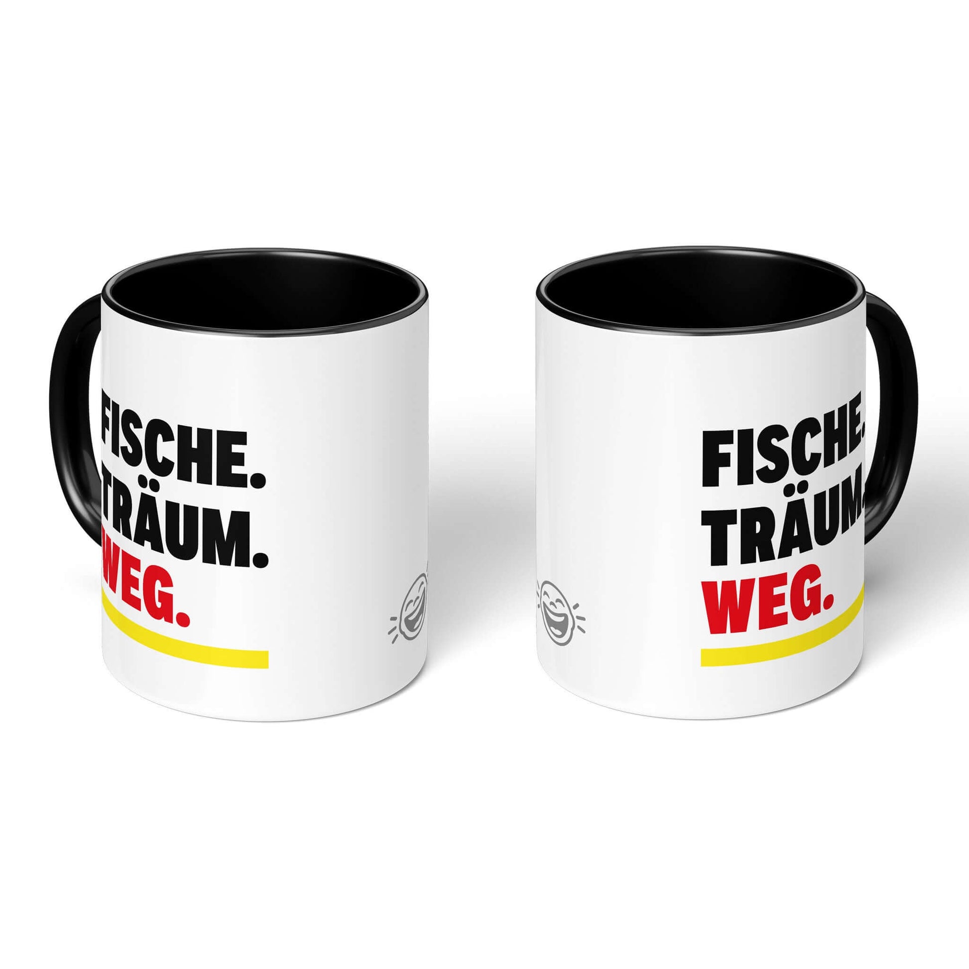 Water Sign Humor Mug – two black-handled mugs, Pisces statement both sides