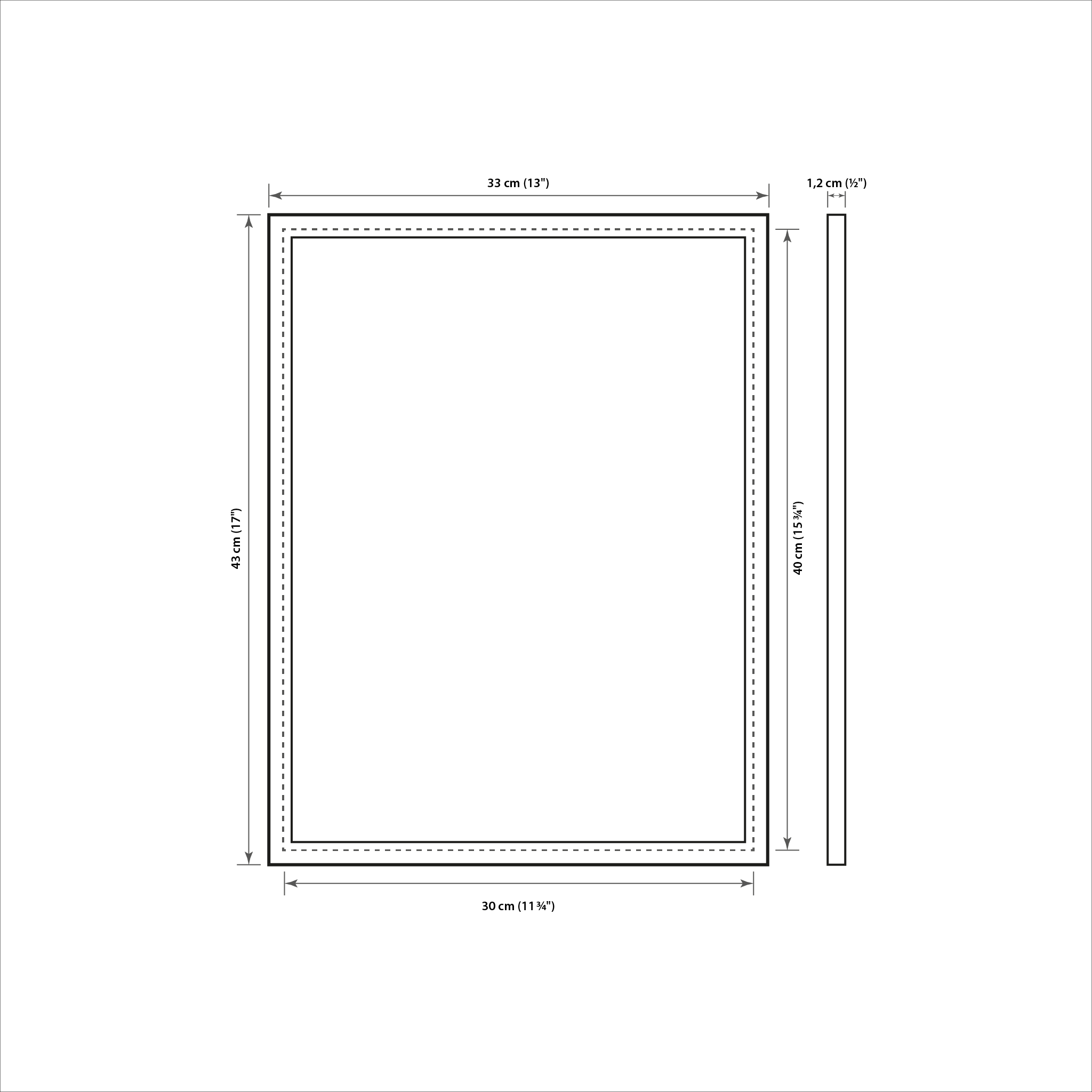 Technical drawing – 30×40 cm poster frame – measurements and layout